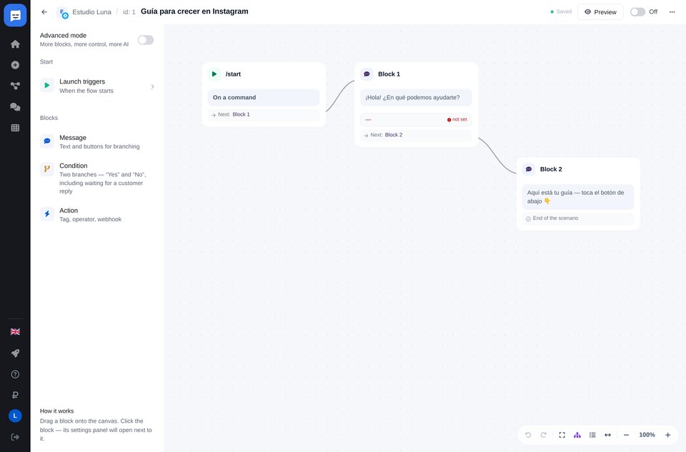 Editor de flujos de chatbot