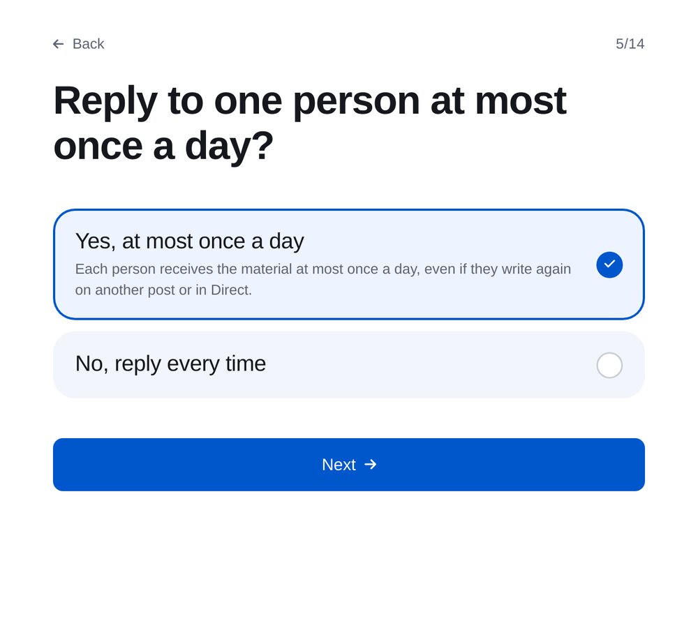 Límite de una vez al día por persona en ETOCHATBOT
