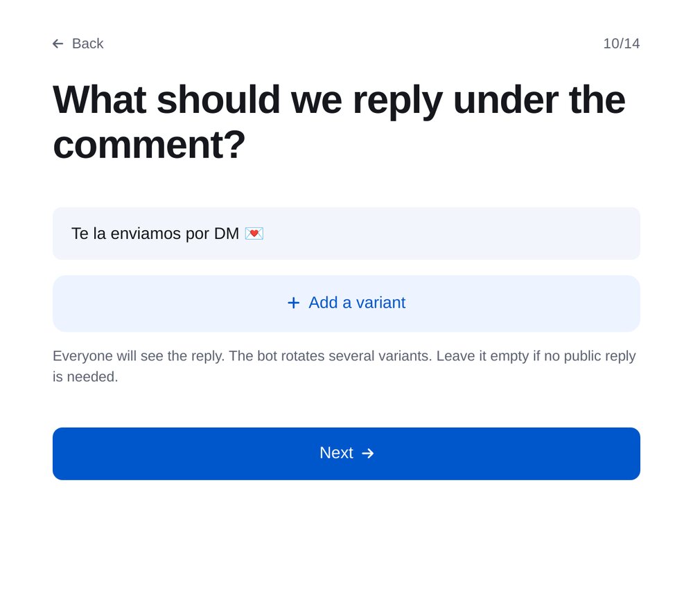 Configurar la respuesta al comentario en ETOCHATBOT