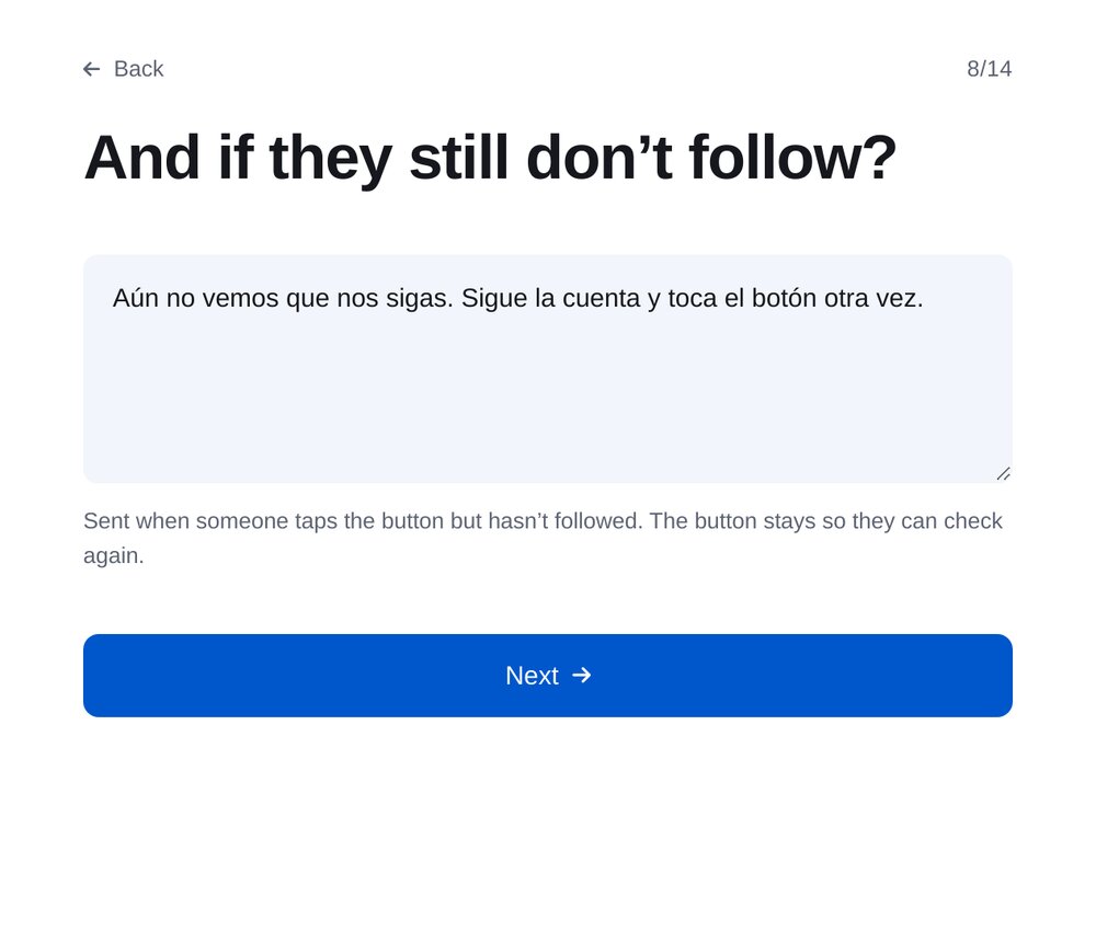 Respuesta para quien todavía no te sigue en ETOCHATBOT