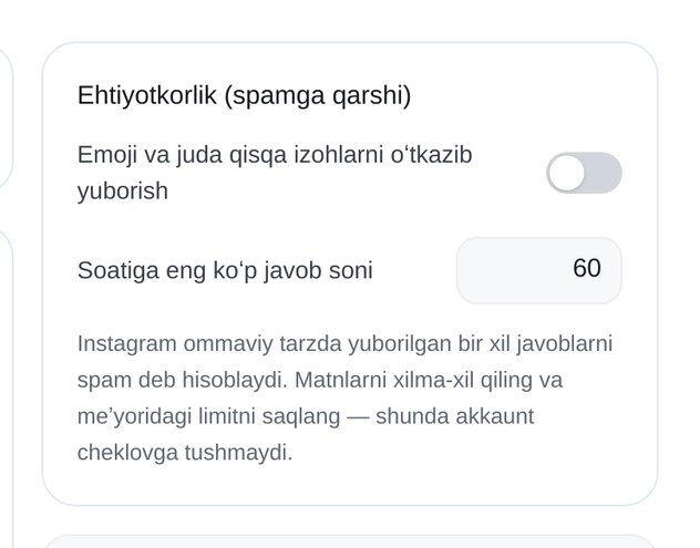 Ehtiyot choralarini sozlang — ETOCHATBOT sozlash ekrani