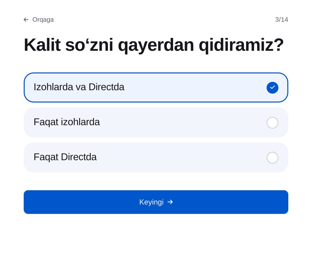 Soʻzni qayerda tekshirish — ETOCHATBOT sozlash ekrani