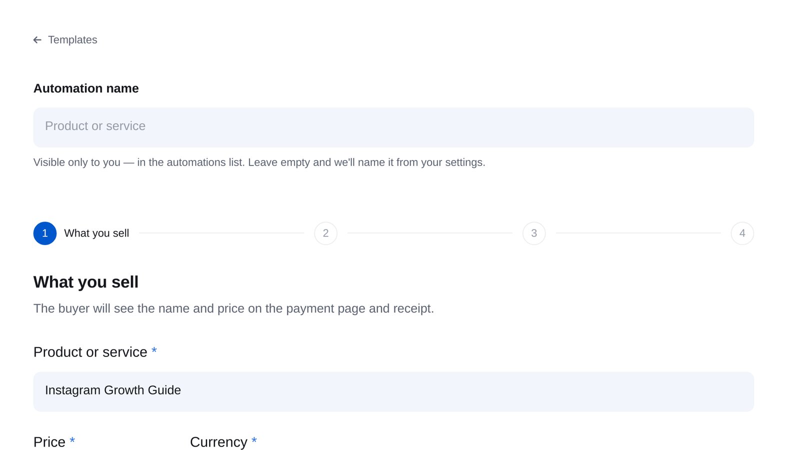 Produktassistent in ETOCHATBOT: Name und Preis