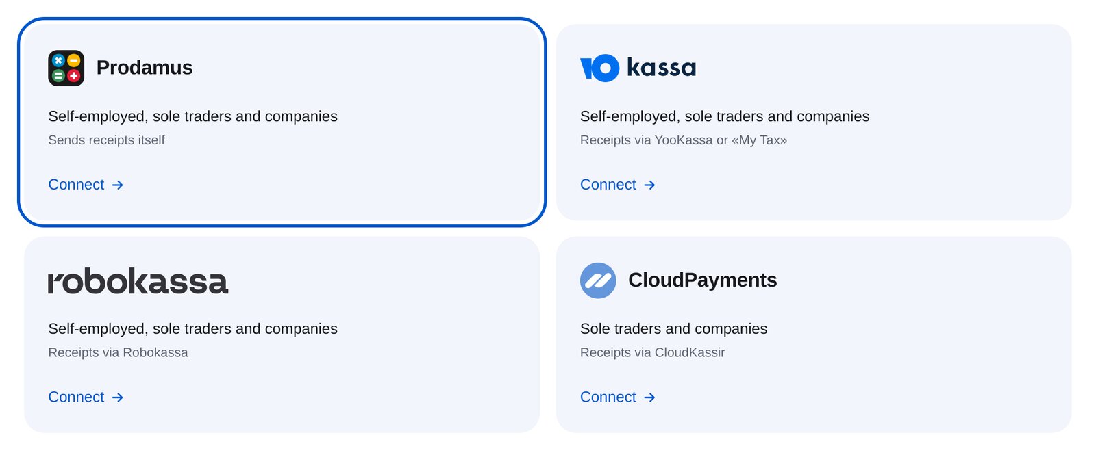Prodamus en la lista de proveedores de ETOCHATBOT