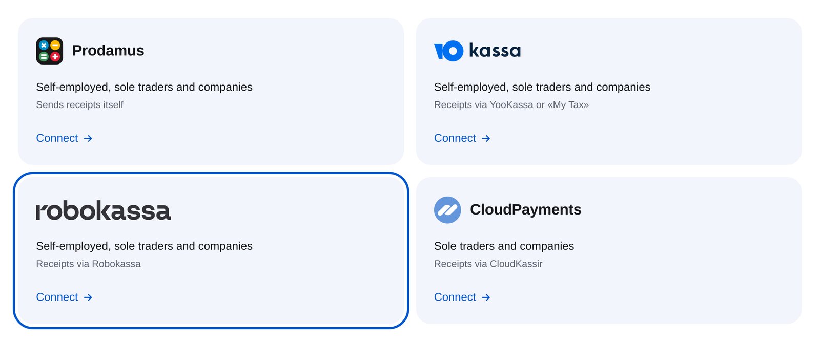 Robokassa en la lista de proveedores de ETOCHATBOT