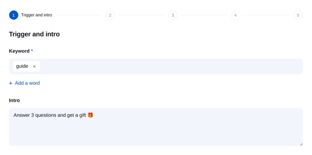 Auslöser festlegen – Einstellungsansicht in ETOCHATBOT