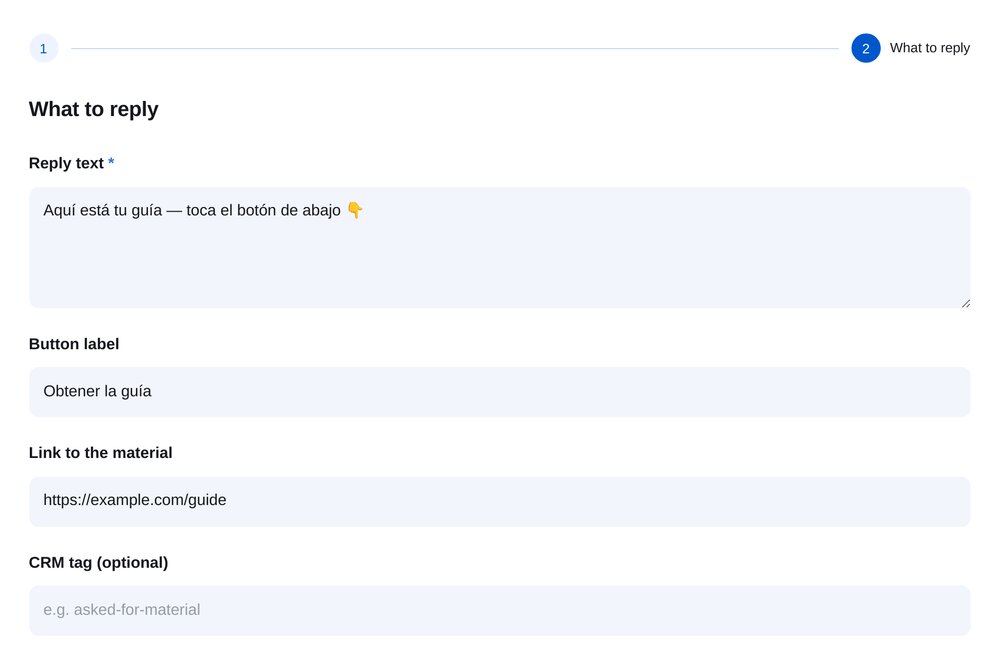 Configurar texto y botón en ETOCHATBOT