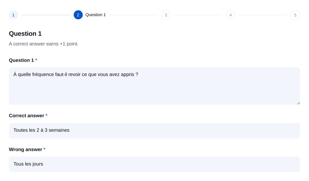Questions avec boutons — écran de configuration dans ETOCHATBOT
