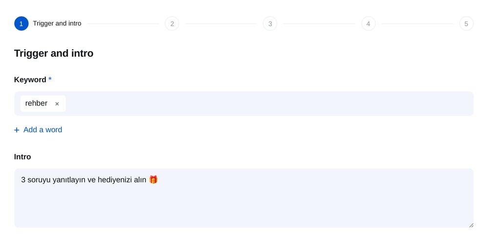 Başlatma koşulunu belirleyin — ETOCHATBOT ayar ekranı