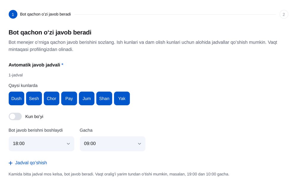 «Ish vaqtidan tashqari avtojavob» ustasi: bot javob beradigan kun va soatlar
