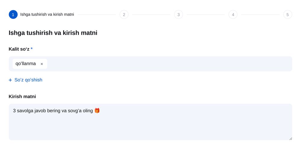 Ishga tushirishni sozlang — ETOCHATBOT sozlash ekrani