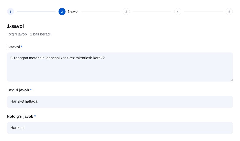 Tugmali savollar — ETOCHATBOT sozlash ekrani